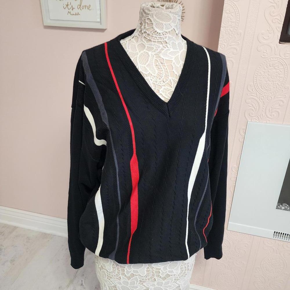 LKNW Mens Massoti made in italy sweater v neck black red white gray xl